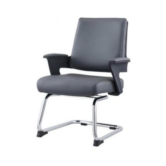 Grey PU Upholstered Office Chair with Chromed Legs.T1060S