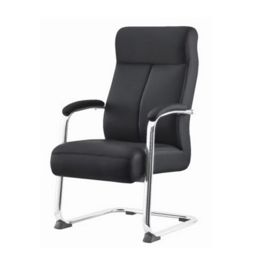 Black PU Upholstered Office Chair with Chromed Legs.T2180