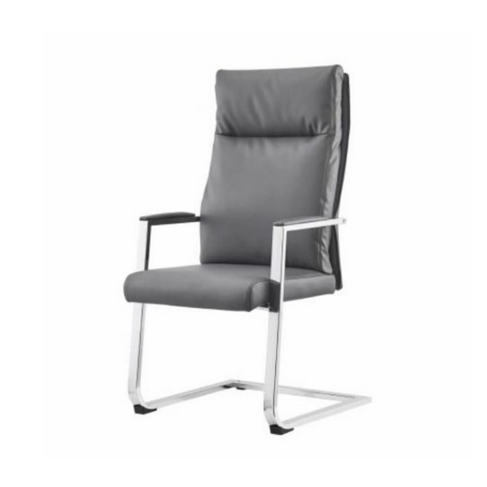 Grey PU Upholstered Office Chair with Chromed Legs.T2286