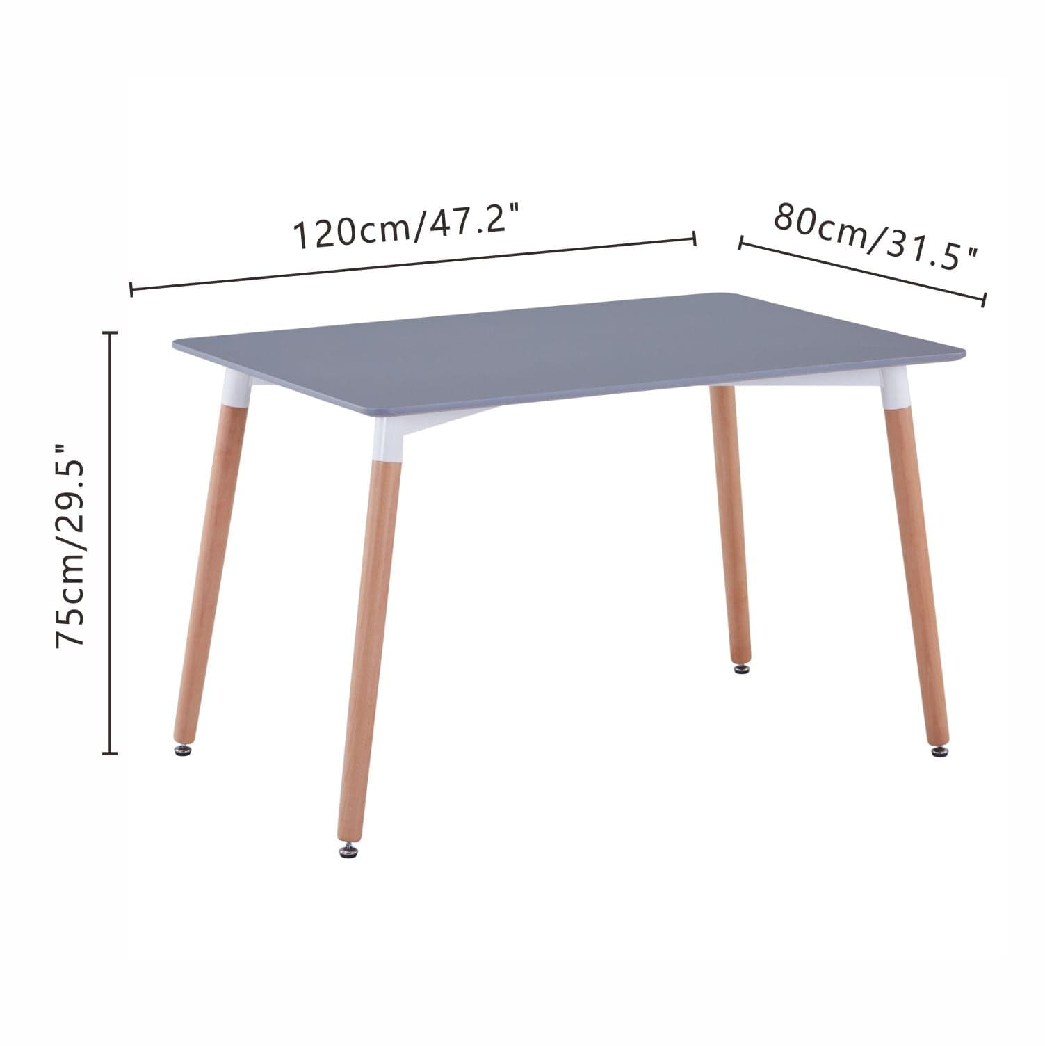 Mias Classic MDF Grey High Glossy Dining Table Wooden Legs_1