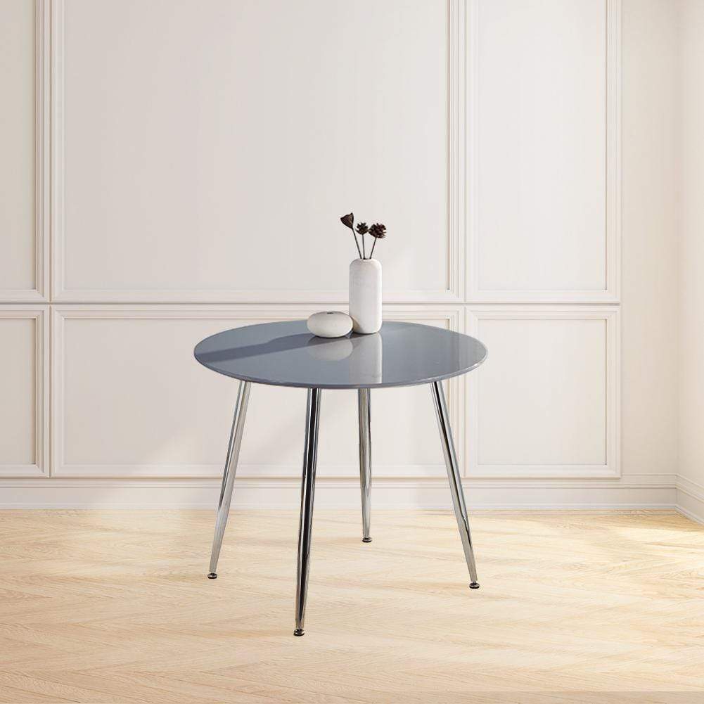MDF Round Grey Dining Table Chromed legs_1