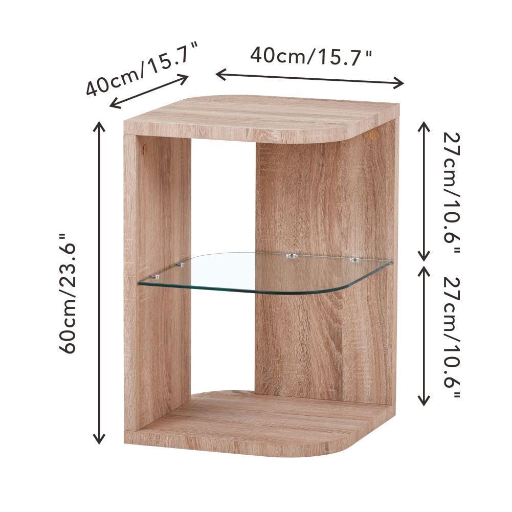 MDF Brown Paper Top Tempered Clear Glass Side Table_2
