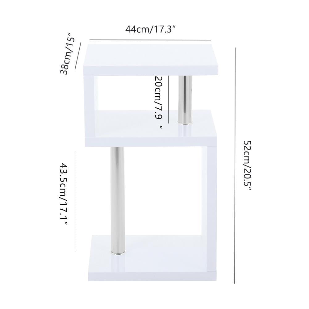 MDF White High Gloss Top With Metal Tube Side Table_1