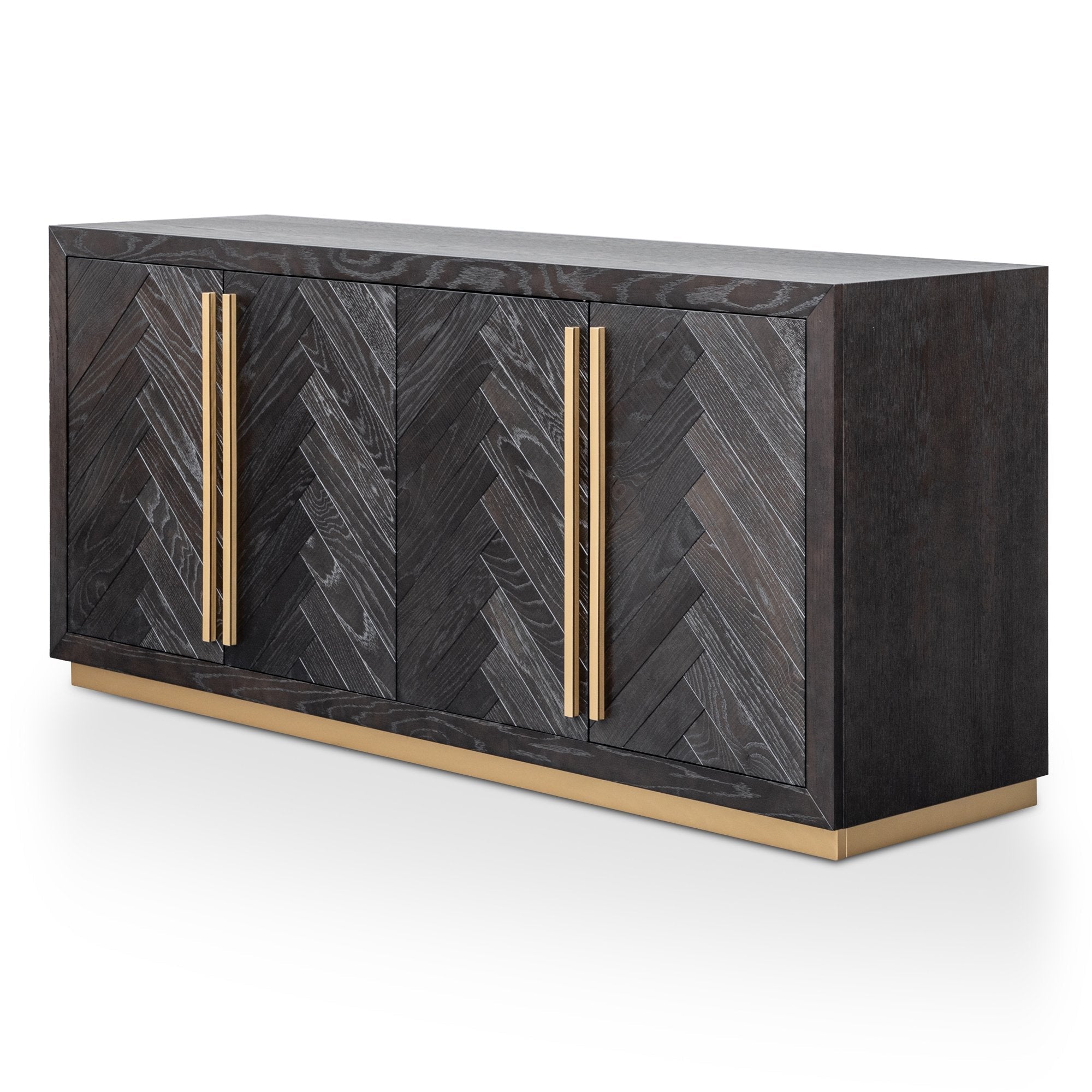 Wide 180cm Wooden Sideboard - Peppercorn and Brass