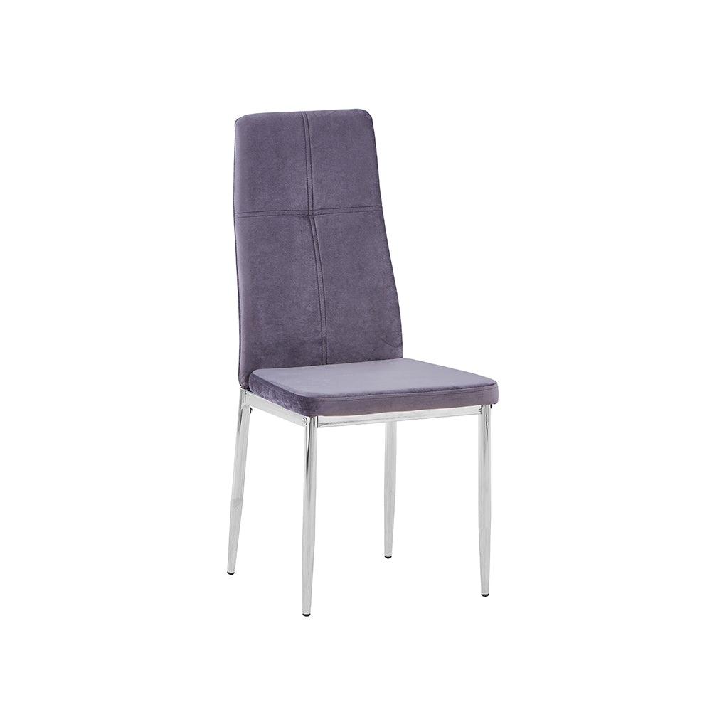 Grey UKFR Velvet Dining Chairs With Chromed Legs