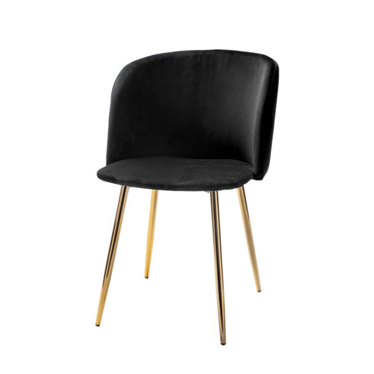 Black Velvet Dining Chair - Golden Chrome Legs