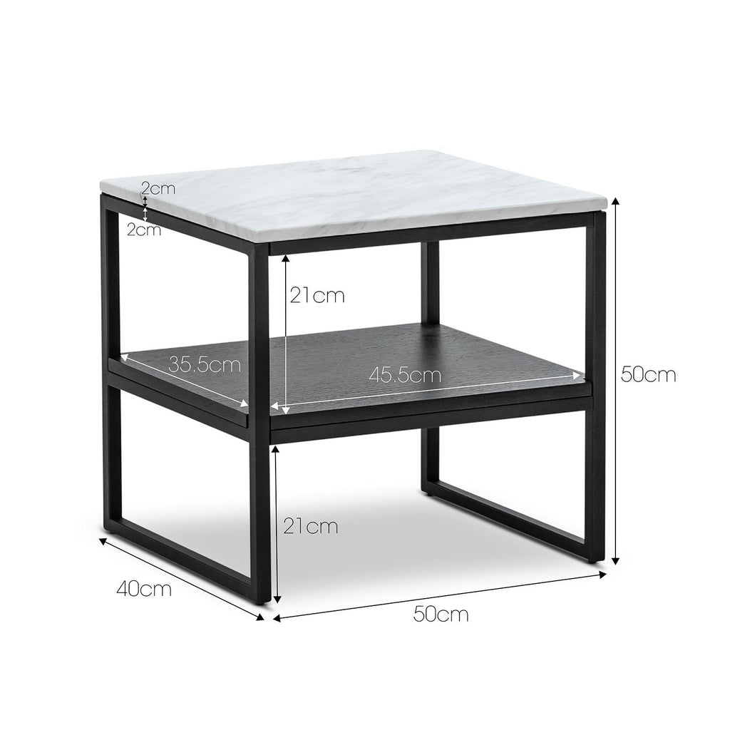 Brink White Marble Side Table - Black ST5680-EA