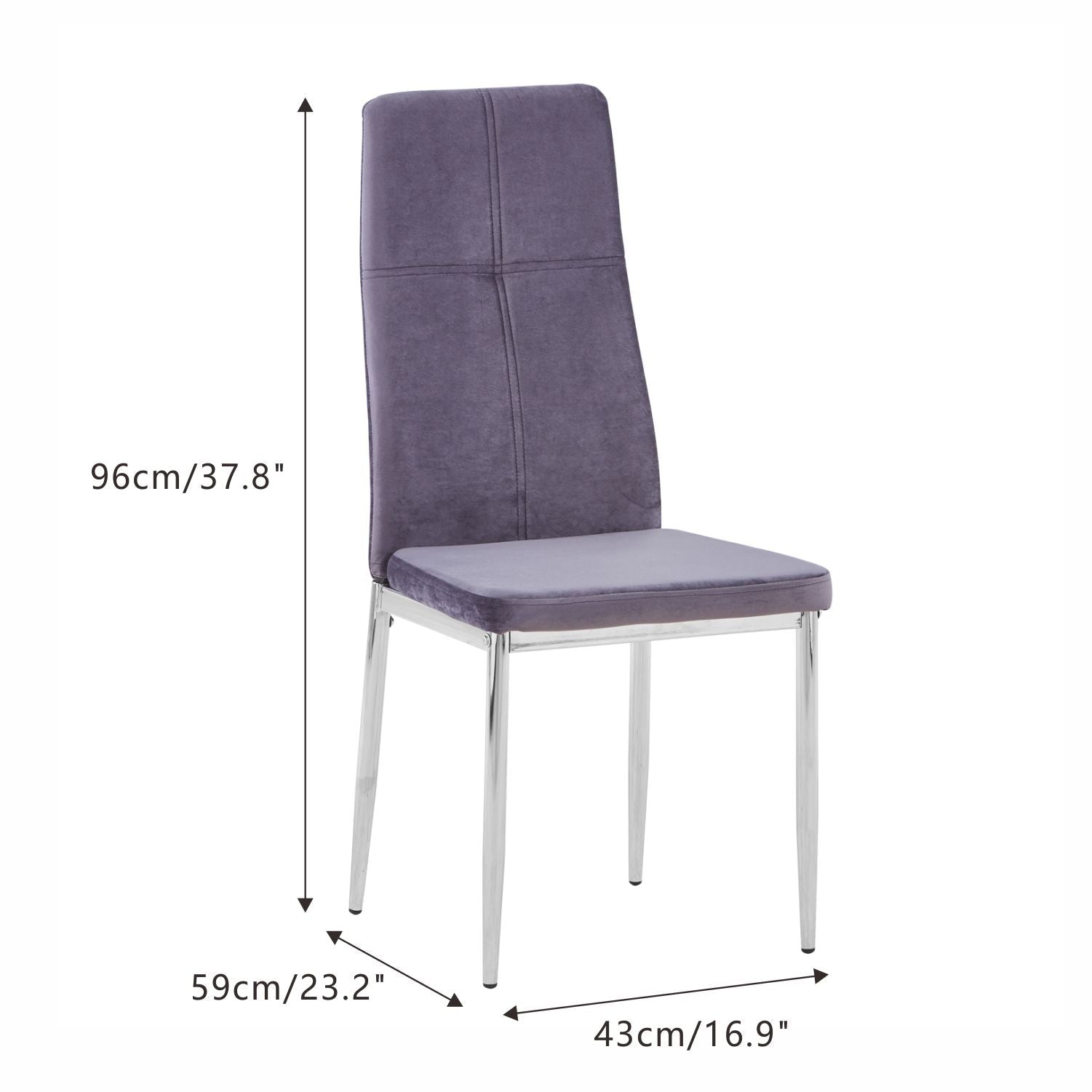 Grey UKFR Velvet Dining Chairs With Chromed Legs_2