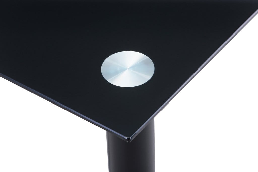 Rectangle Tempered Black Glass Dining Table Black Legs_1