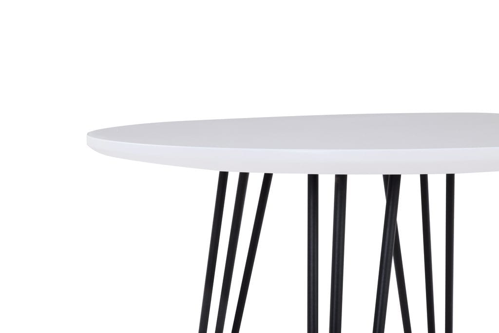 Round MDF White High Glossy Top Dining Table_