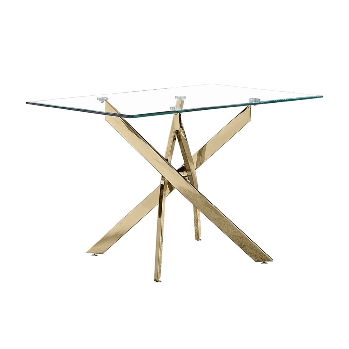 Glass Dining Table - Golden Chromed Legs