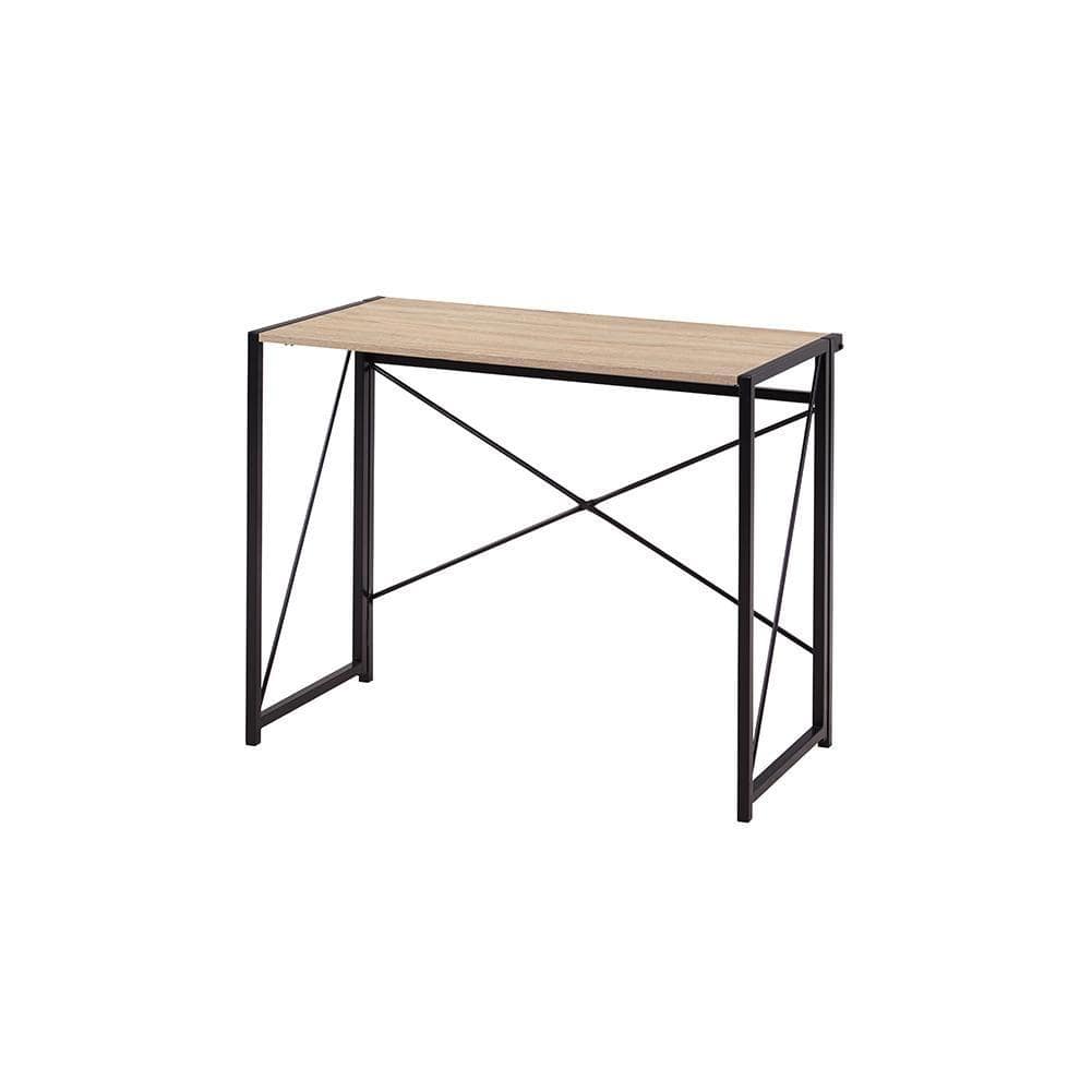 MDF Brown Top Dining Table Black Powder-Coated Legs