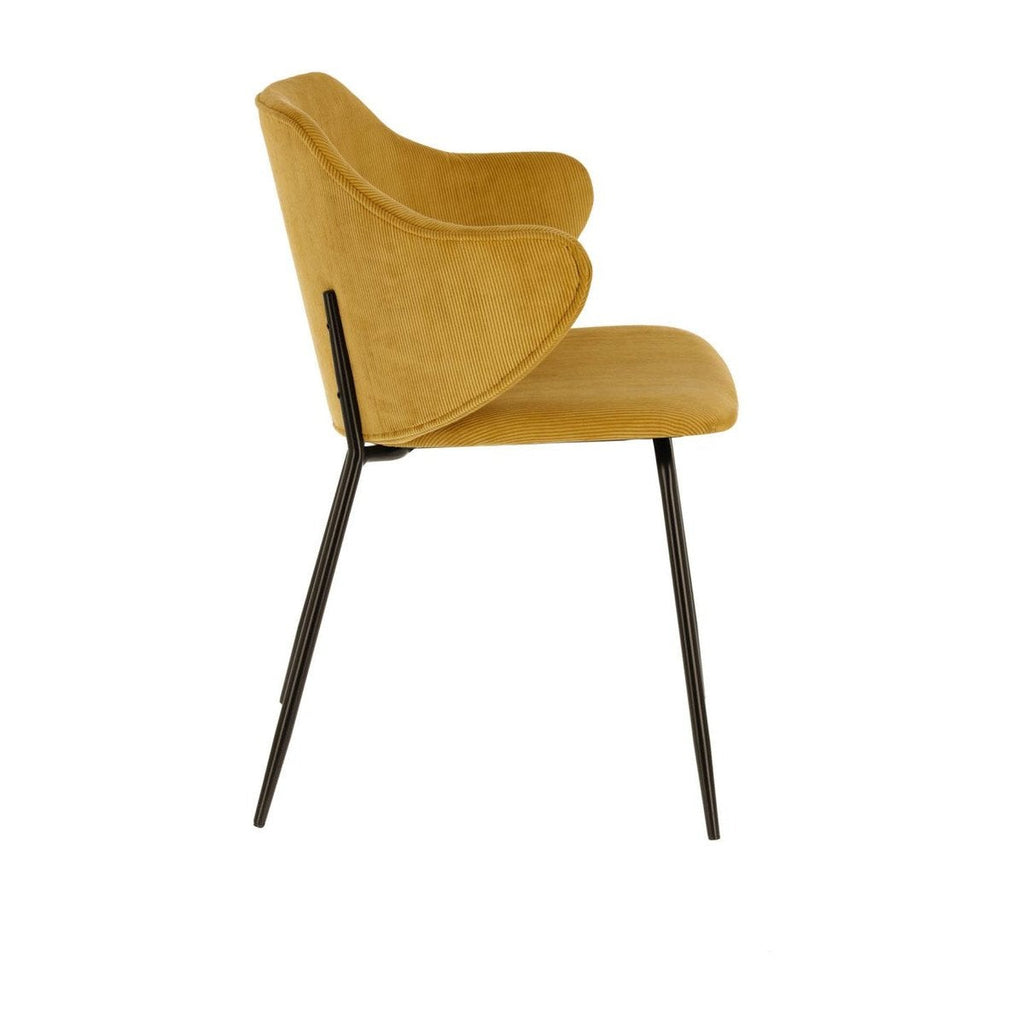 Fabric Dining Chair in Yellow Corduroy_1