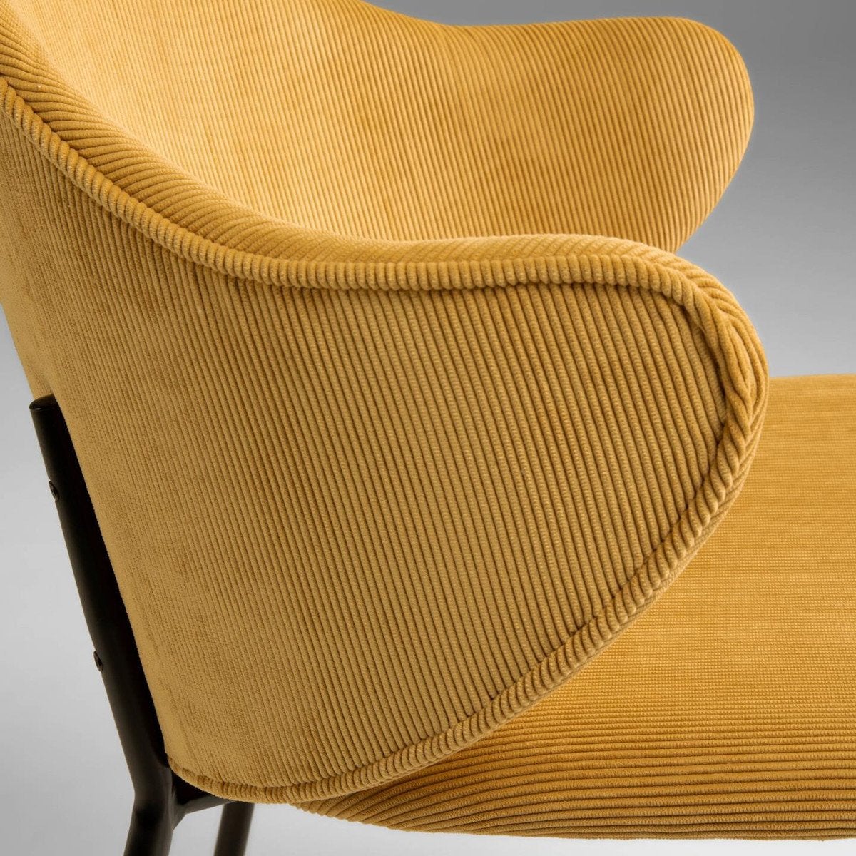 Fabric Dining Chair in Yellow Corduroy_3