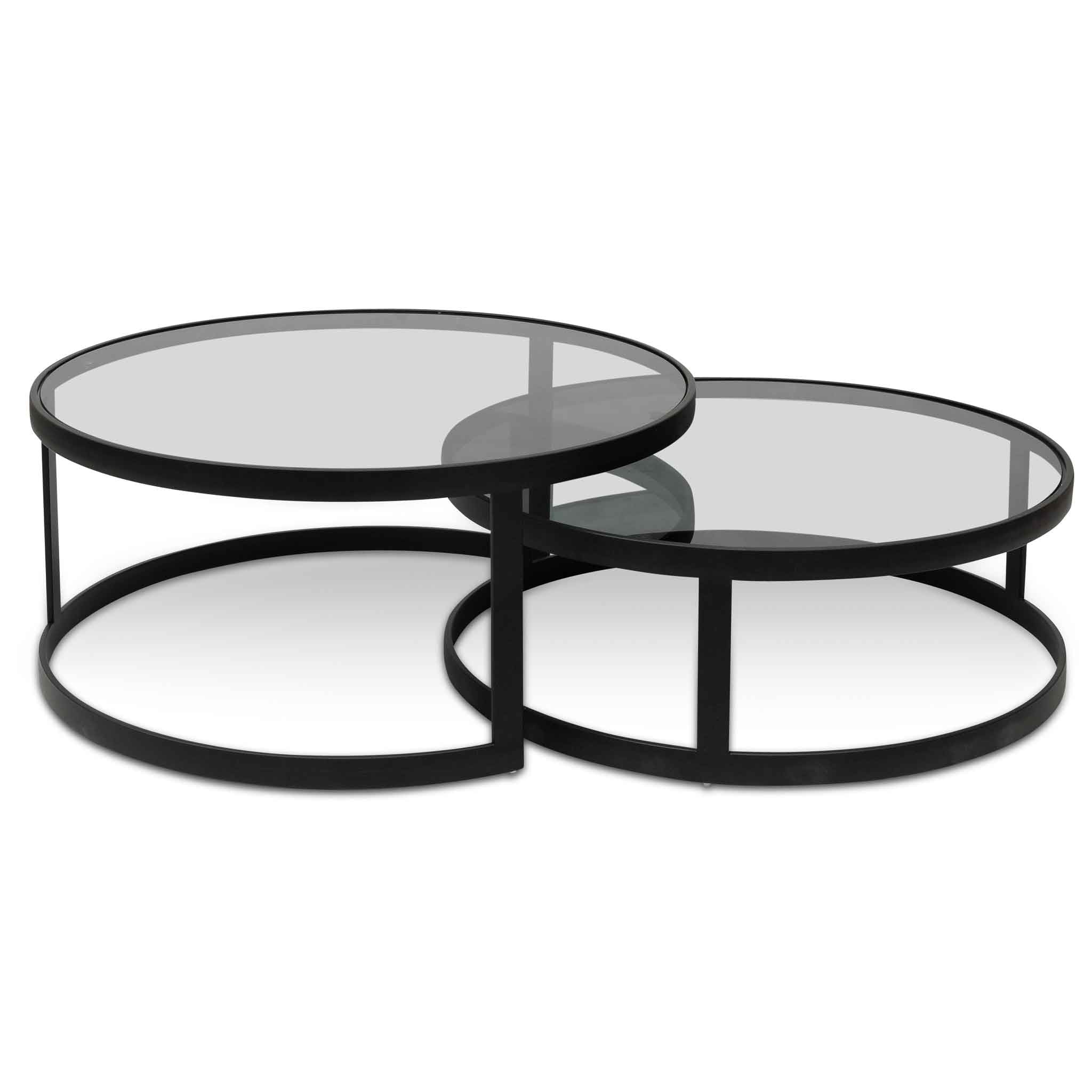 Nested Grey Glass Coffee Table - Black Base_1