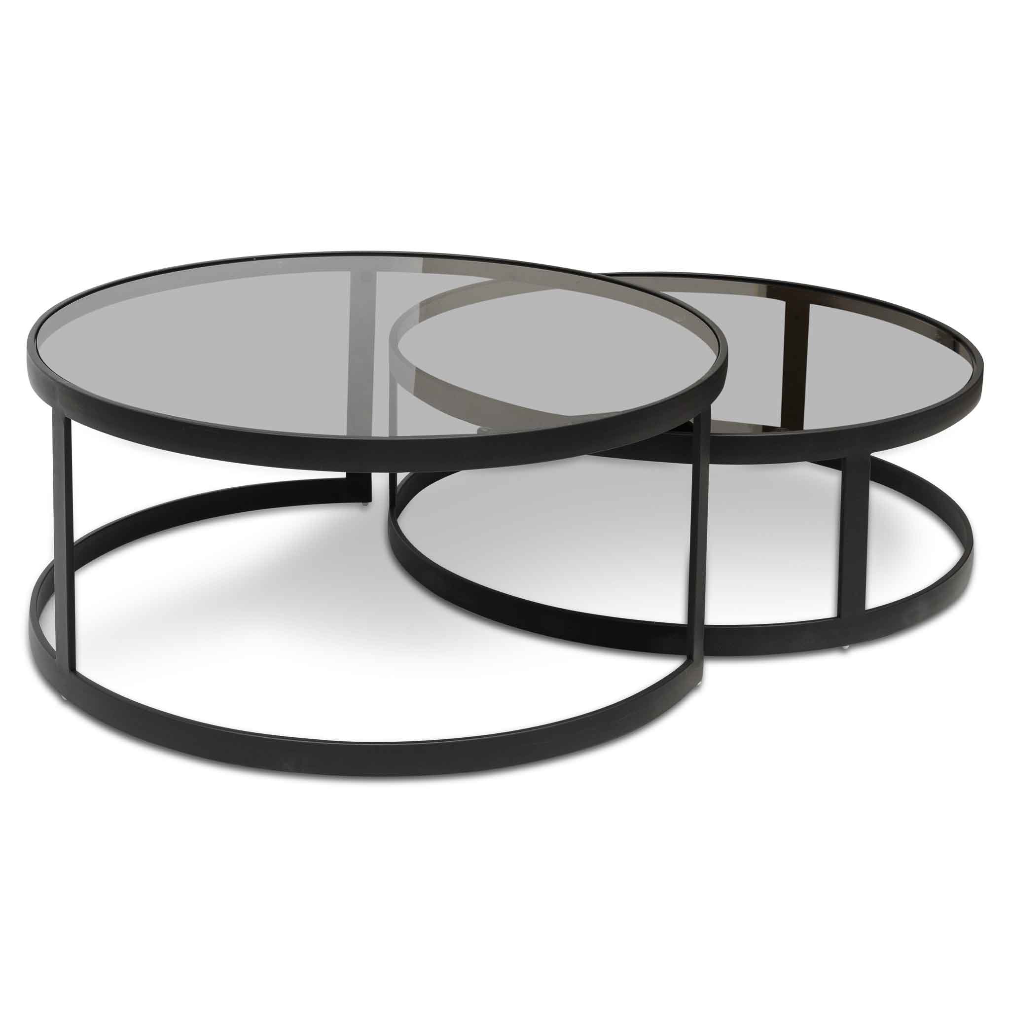 Nested Grey Glass Coffee Table - Black Base_3