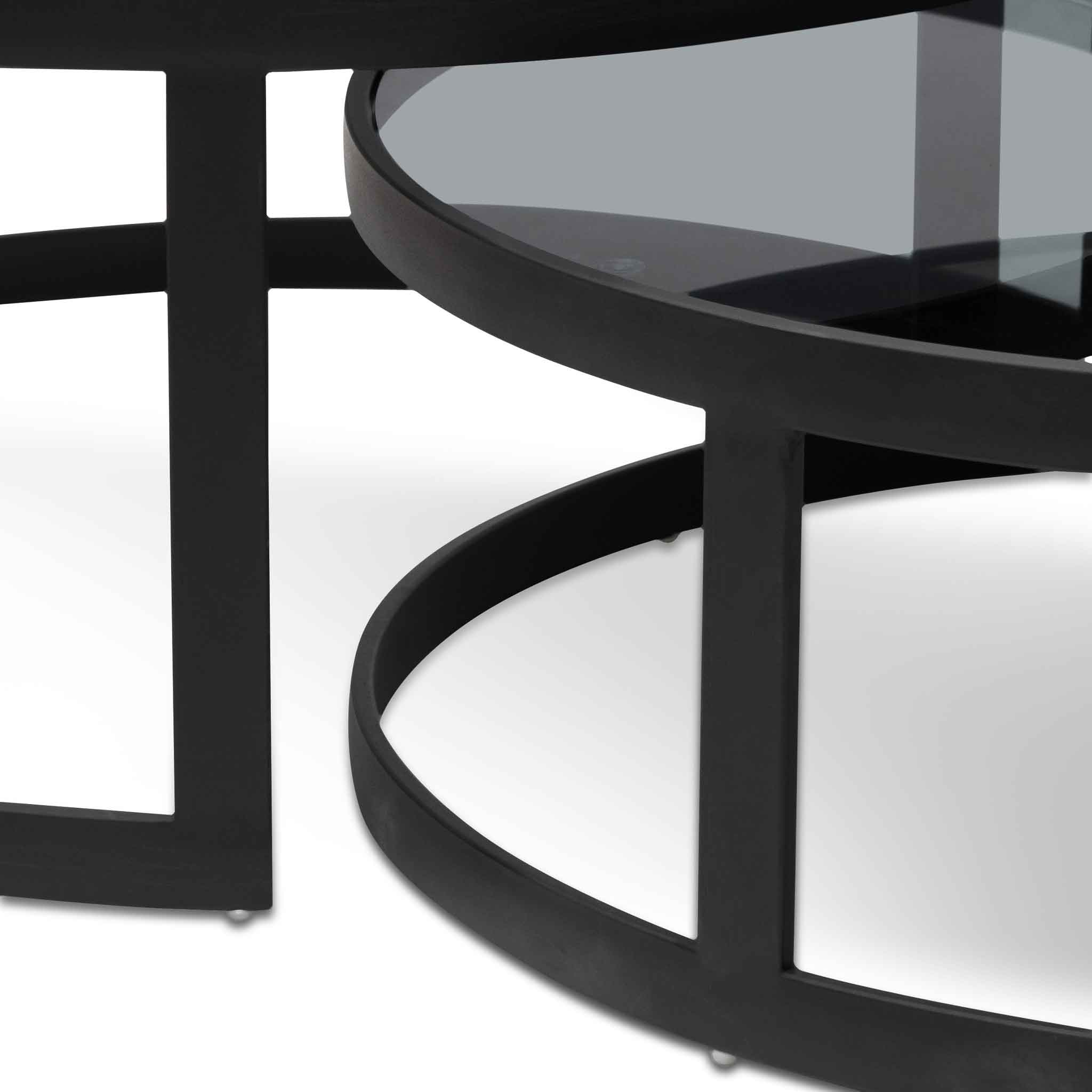 Nested Grey Glass Coffee Table - Black Base_5