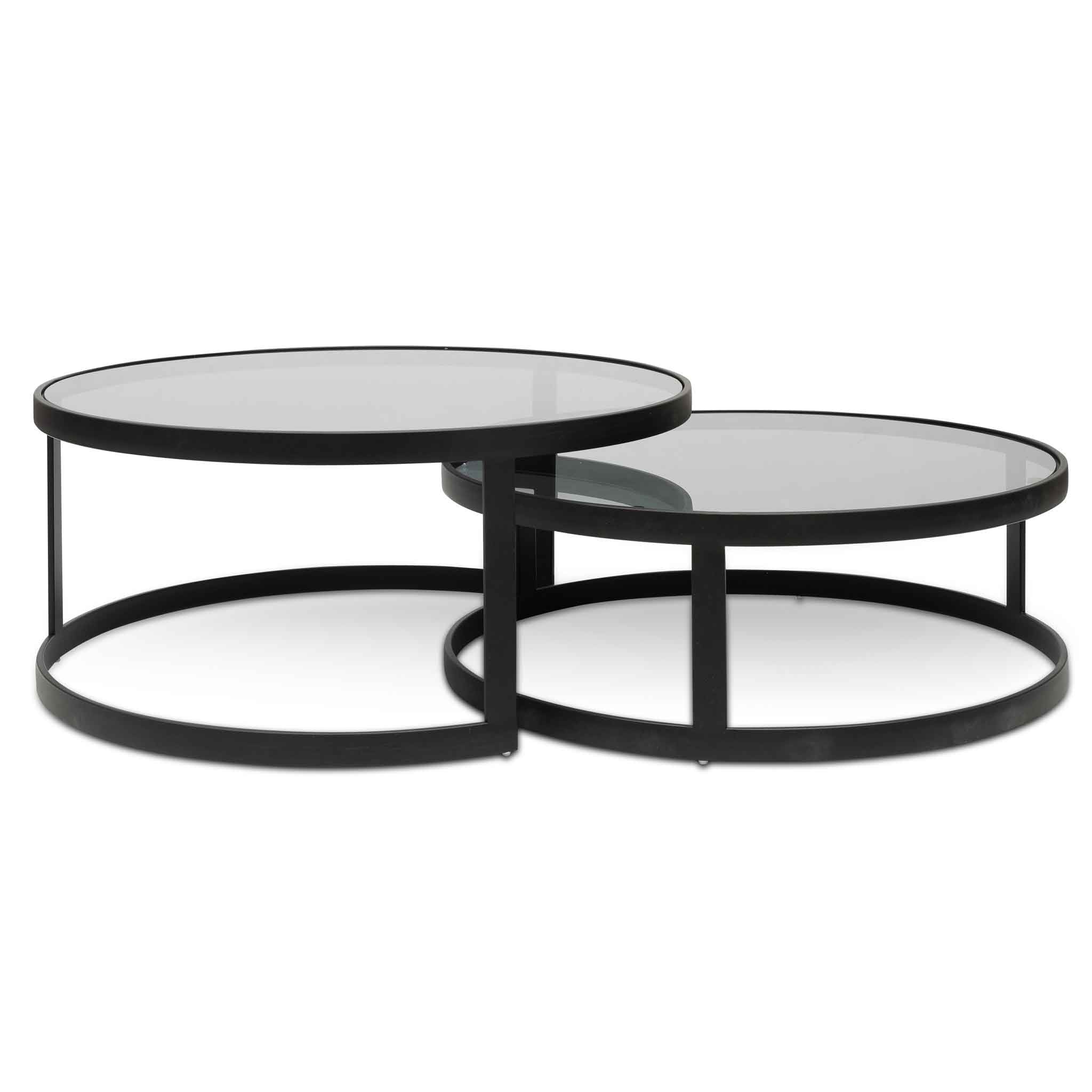 Nested Grey Glass Coffee Table - Black Base2