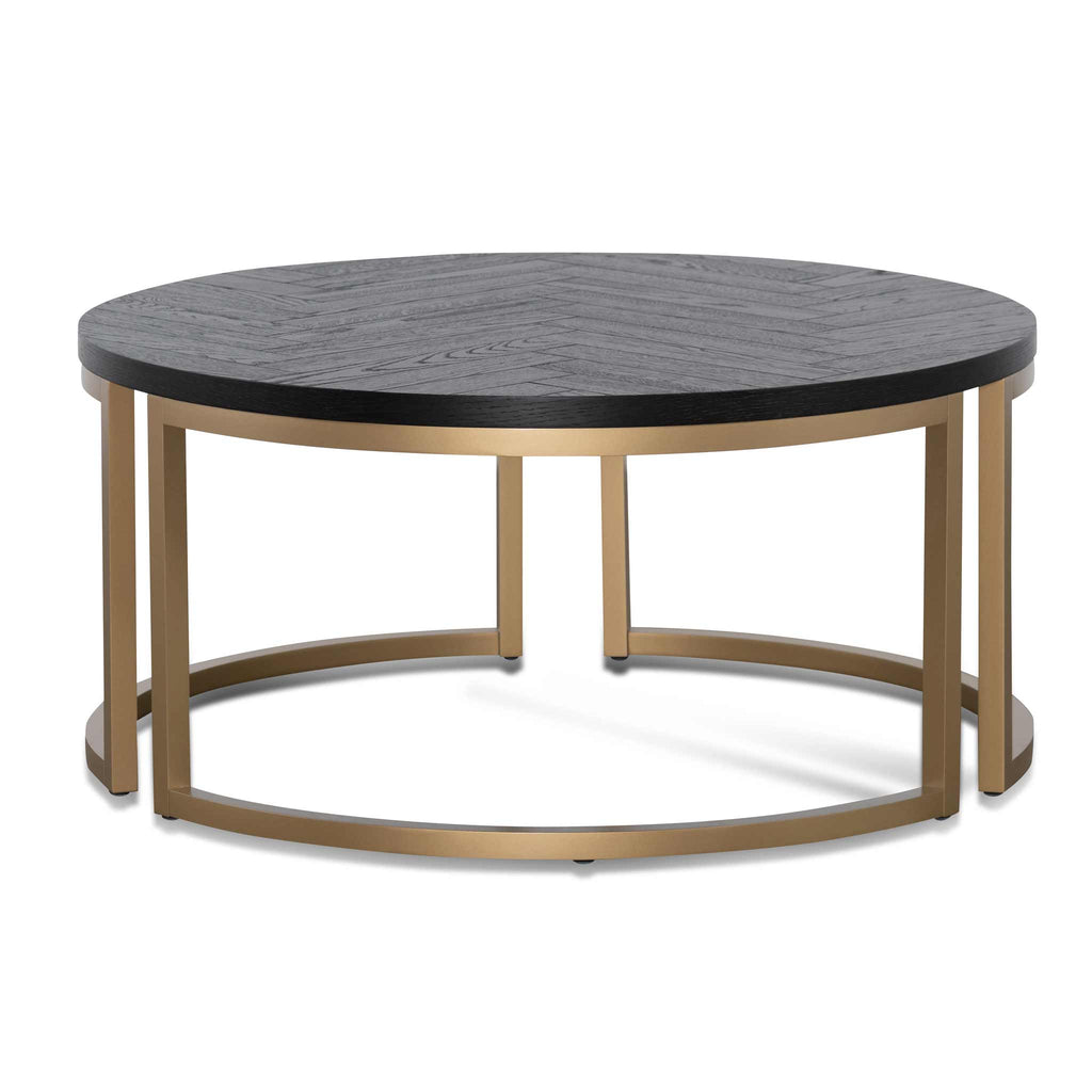 Round Coffee Table - Peppercorn and Brass_1
