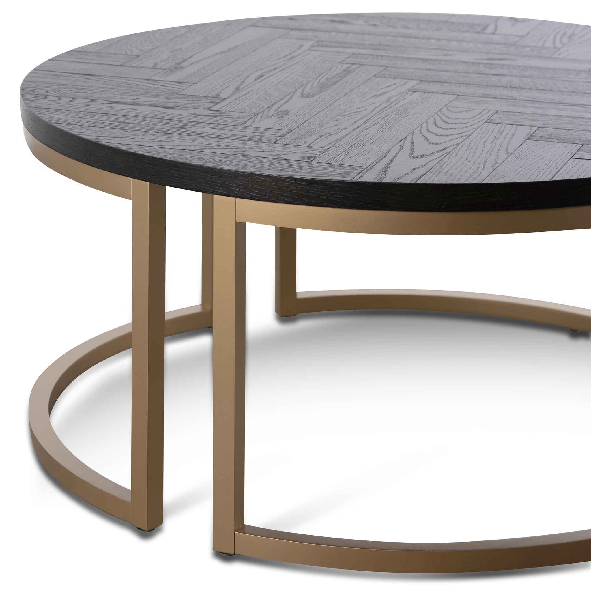Round Coffee Table - Peppercorn and Brass_4