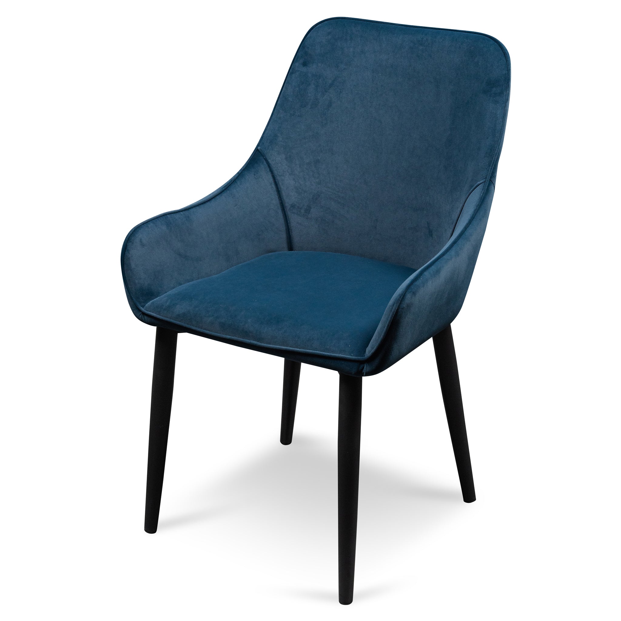  Dining Chair - Navy Blue Velvet with Black Legs_1