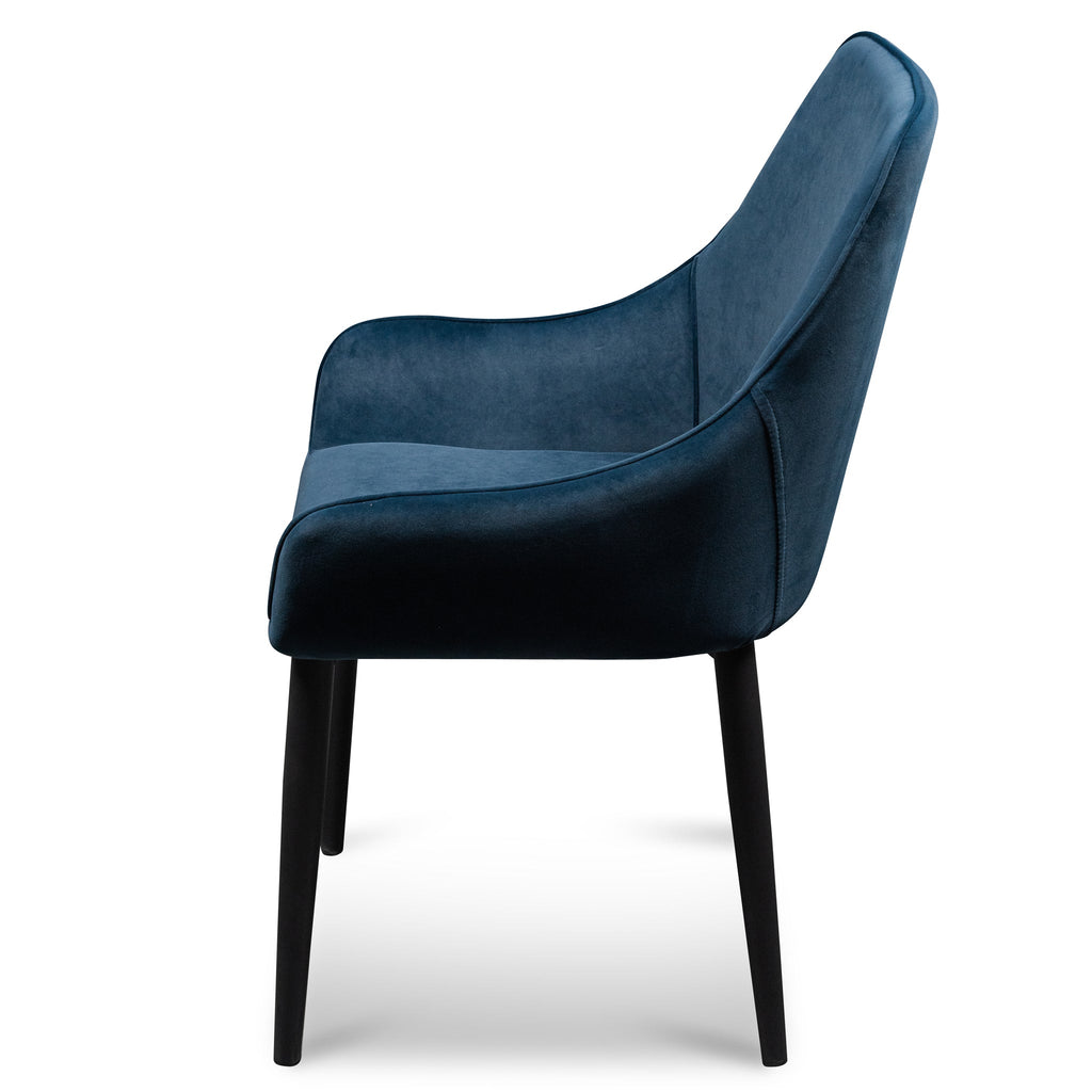 Dining Chair - Navy Blue Velvet with Black Legs_2