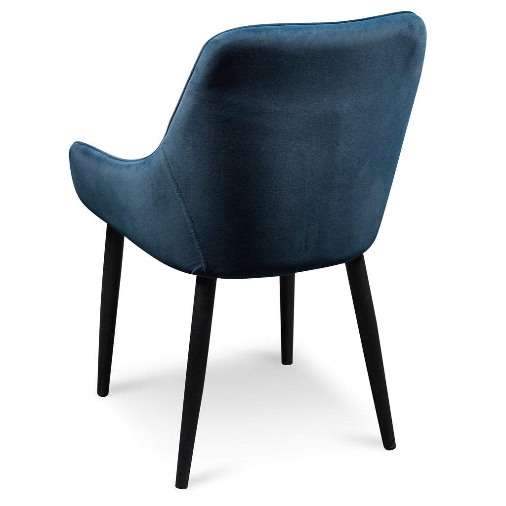 Dining Chair - Navy Blue Velvet with Black Legs_3