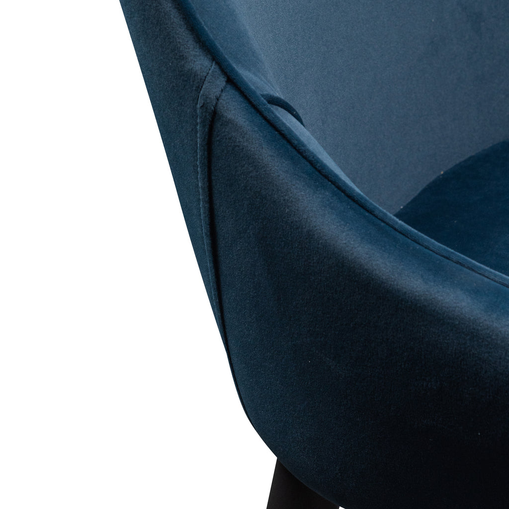 Dining Chair - Navy Blue Velvet with Black Legs_6