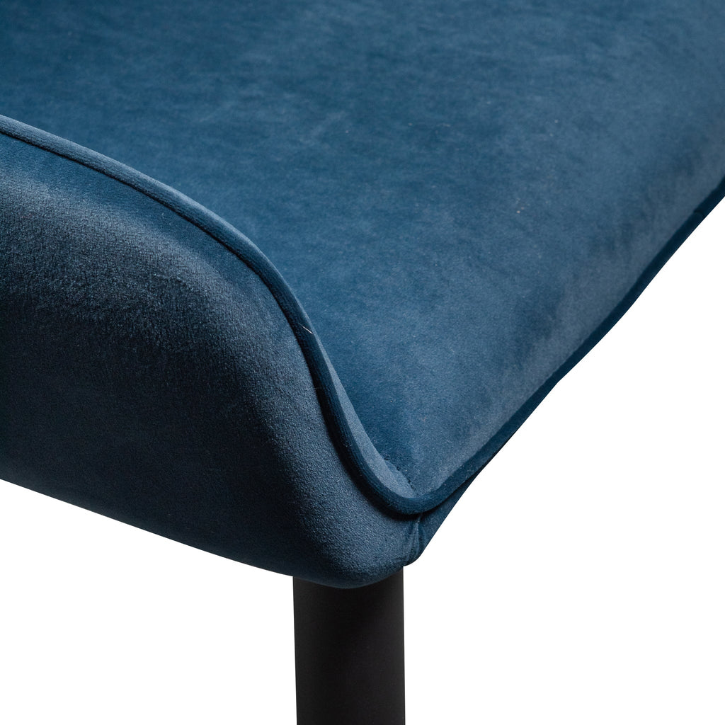 Dining Chair - Navy Blue Velvet with Black Legs_7