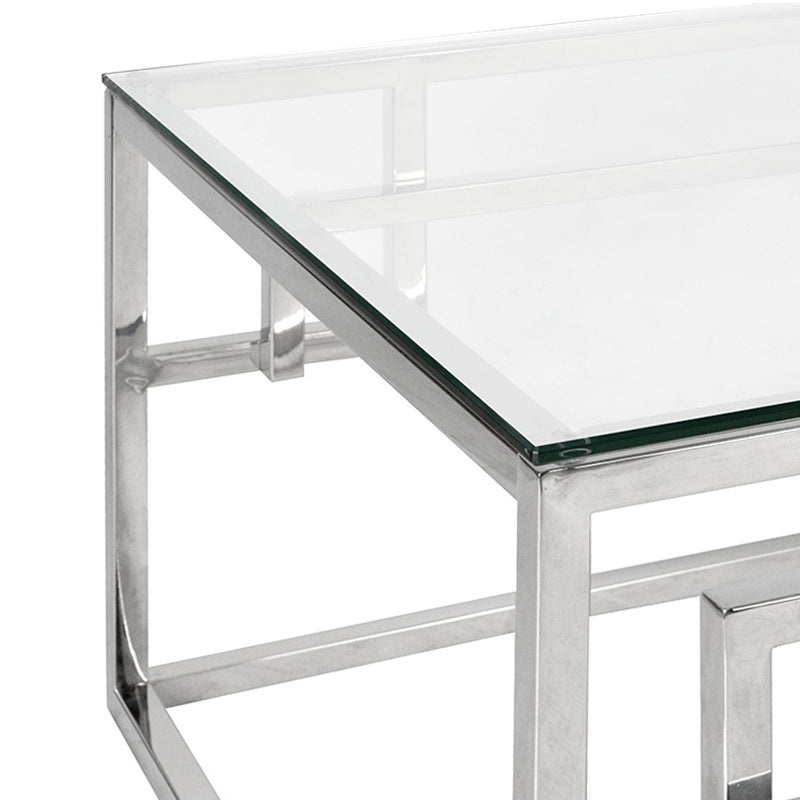 1.2m Coffee Table With Tempered Glass - Stainless Steel Base_6