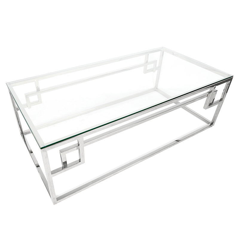 1.2m Coffee Table With Tempered Glass - Stainless Steel Base_2