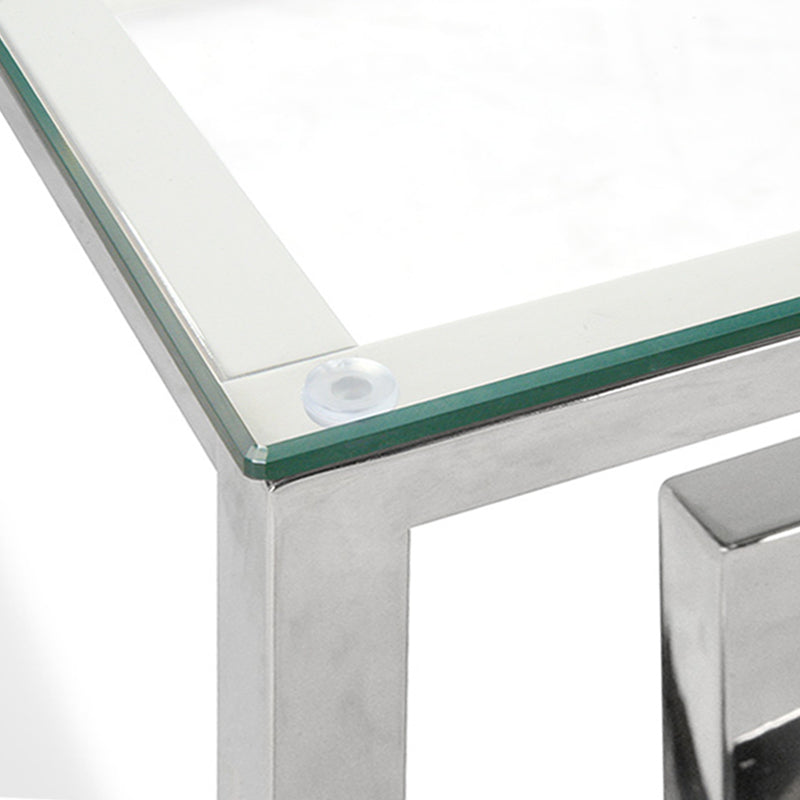 1.2m Coffee Table With Tempered Glass - Stainless Steel Base_4