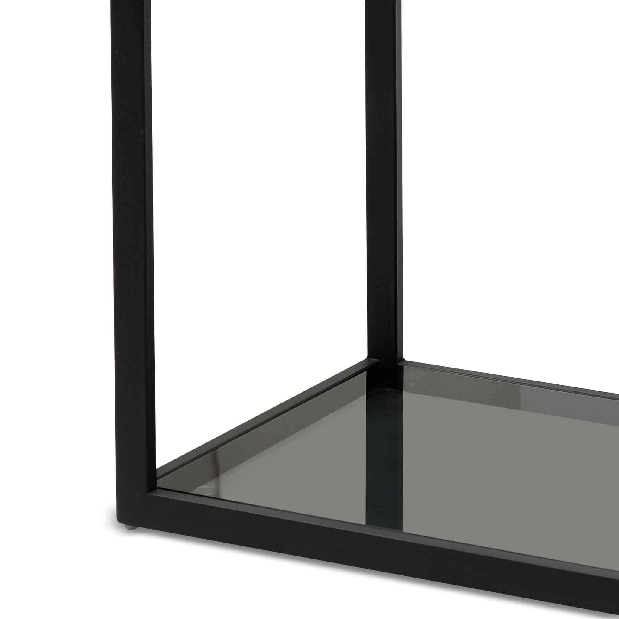 Elle 1.2m Grey Glass Shelving Unit - Black Frame DT6389-KS