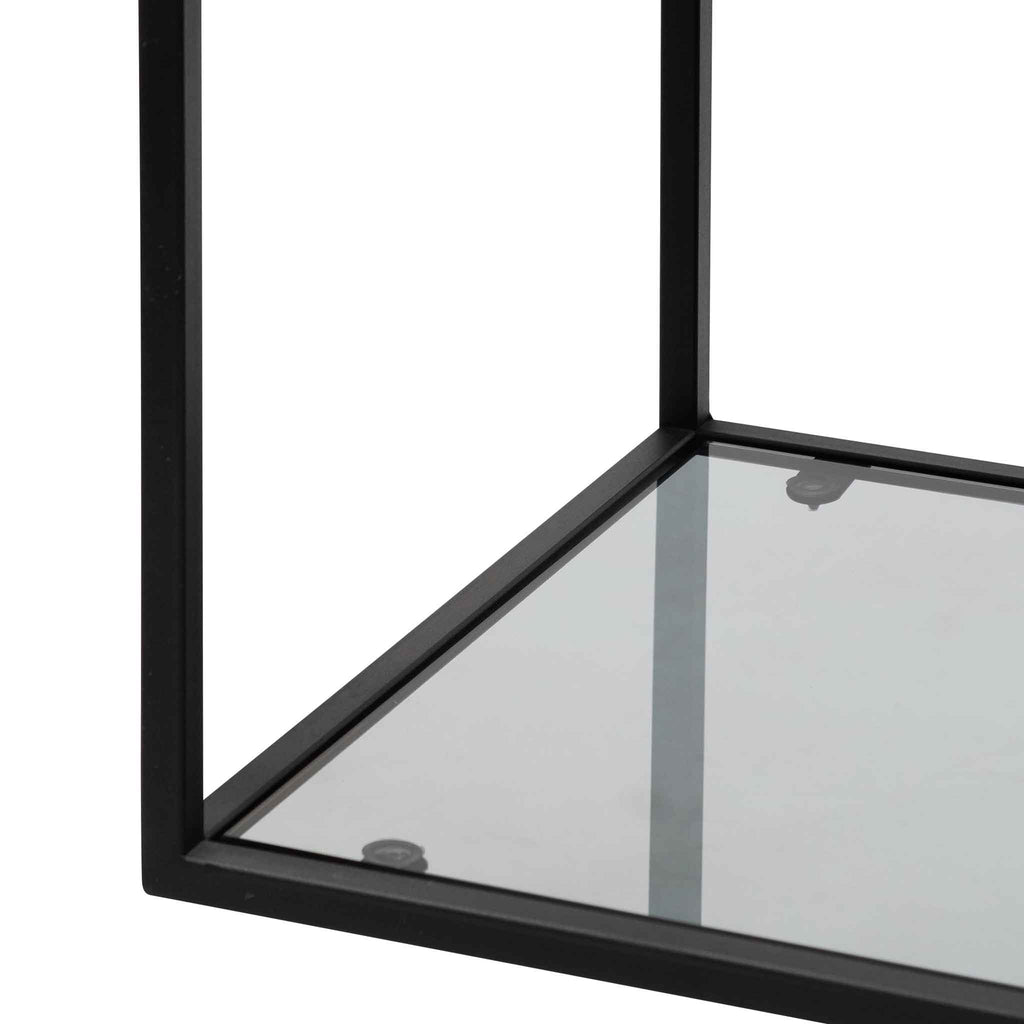 Elle 1.2m Grey Glass Shelving Unit - Black Frame DT6389-KS