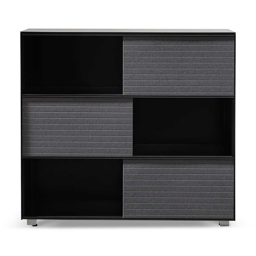 Winford Inter-layered Black Storage Cabinet - Grey Doors DT6548-SN
