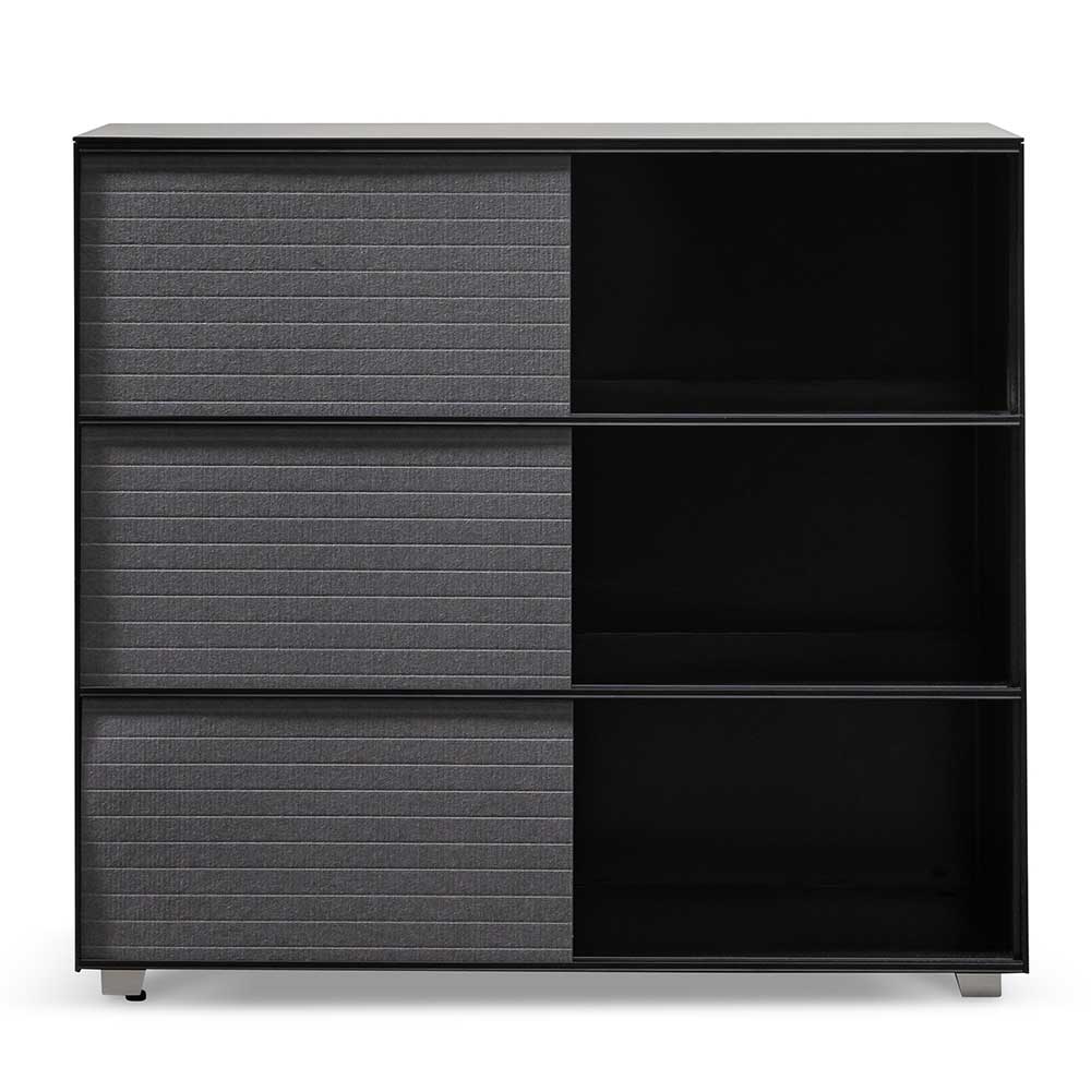 Winford Inter-layered Black Storage Cabinet - Grey Doors DT6548-SN