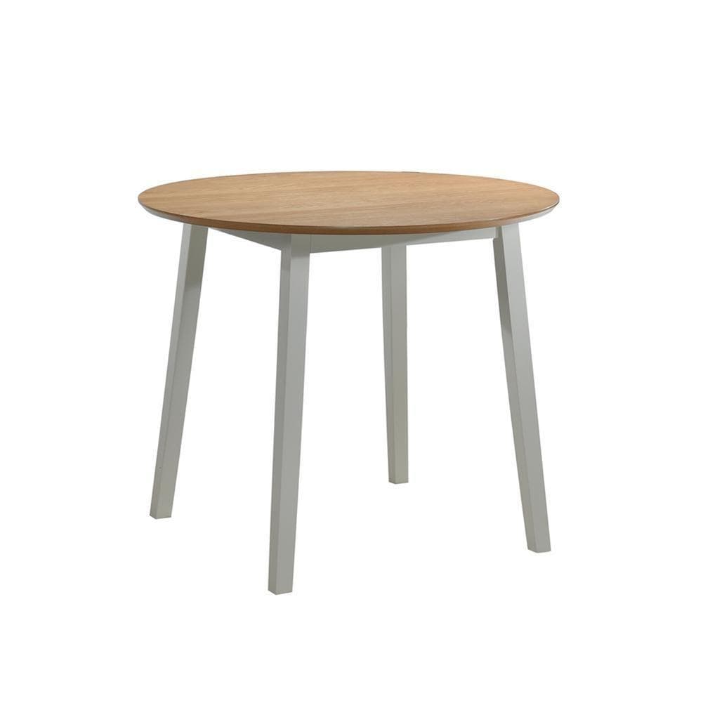 Dasae Round Dining Room Oak&Grey Soid Wood Dining Table