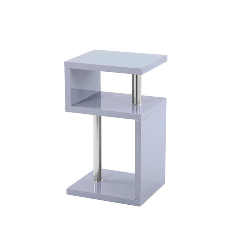 MDF Grey High Gloss Top With Metal Tube Side Table