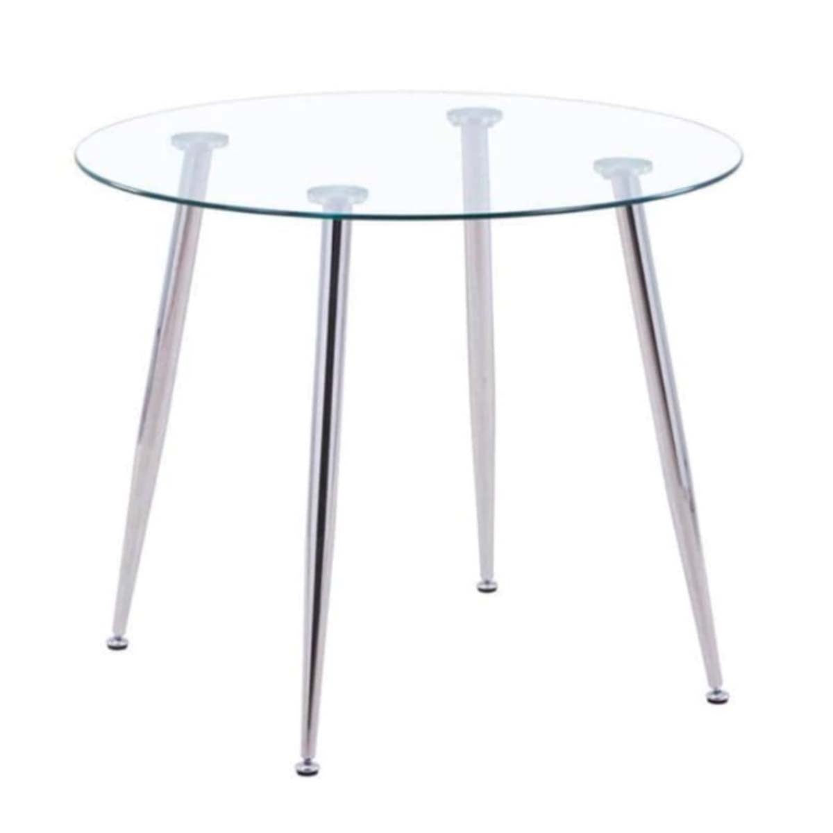 Glass Dining Table - Chromed Legs