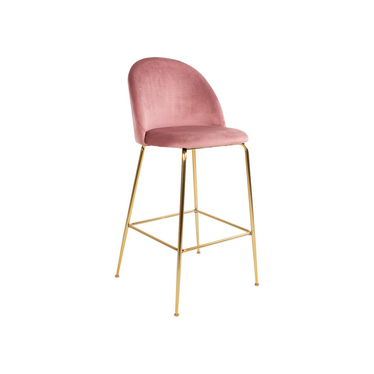 FondHouse Ames Pink Velvet Barchair Gold Chromed Legs