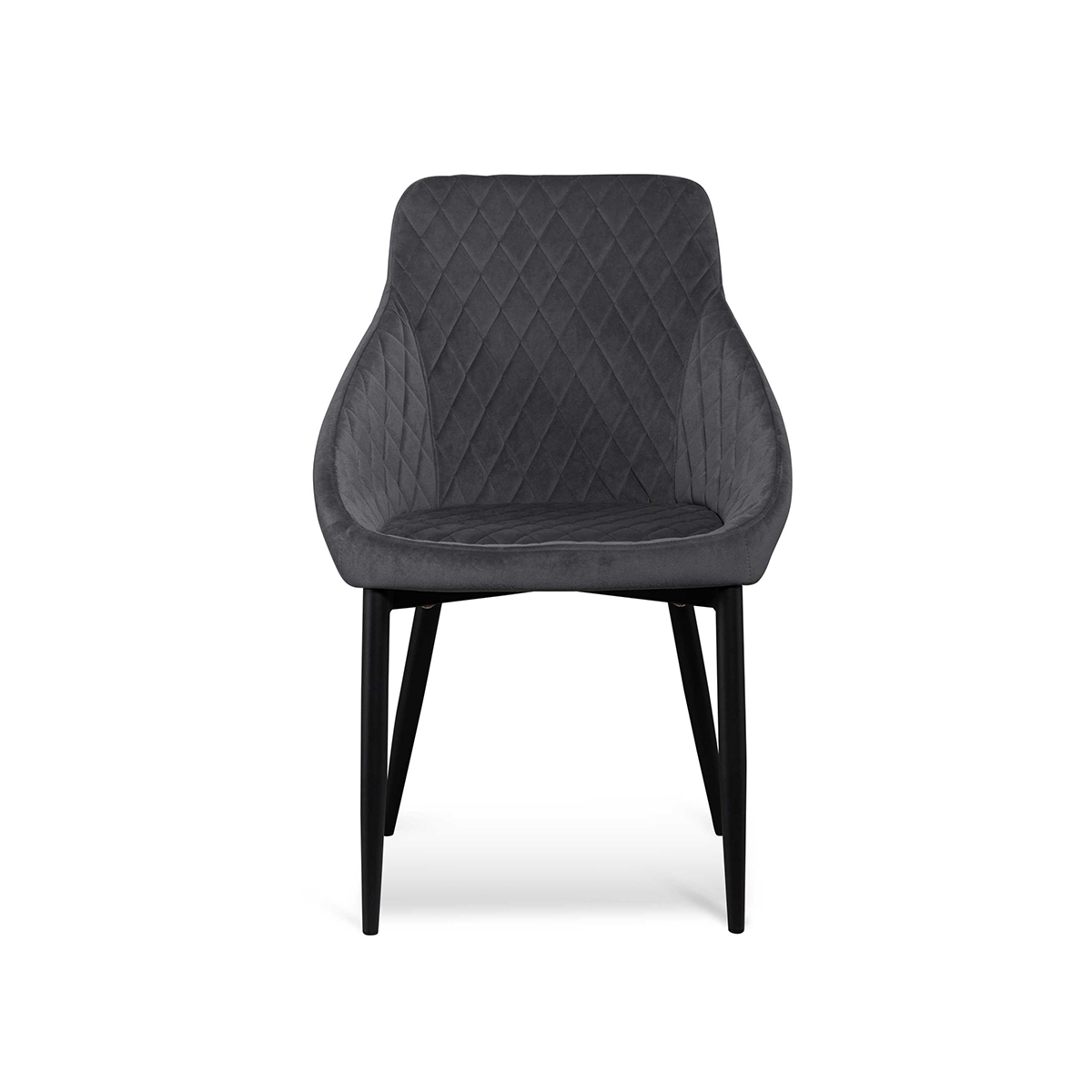 FondHouse Bacome Dining Chair - Grey Velvet in Black Legs