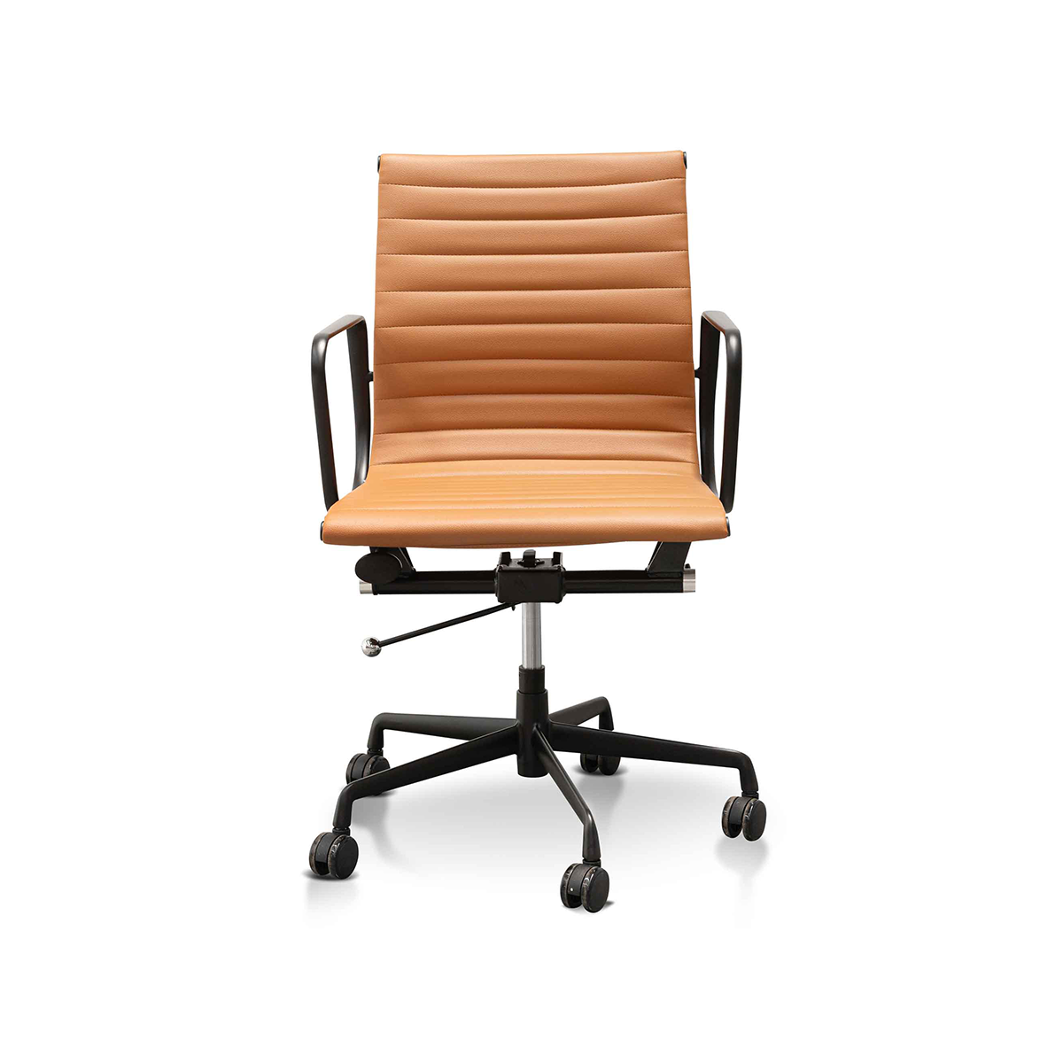 FondHouse Mogavo Low Back Office Chair - Saddle Tan in Black Frame