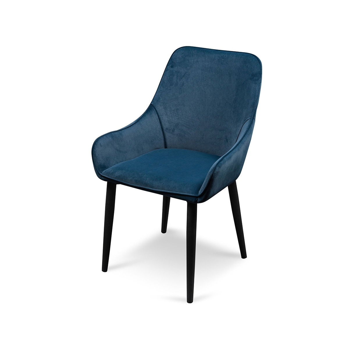 FondHouse Puli Dining Chair - Navy Blue Velvet in Black Legs