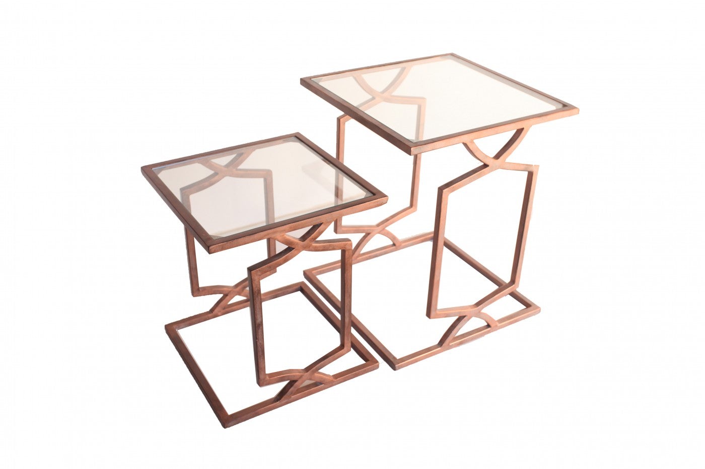 Set/2 Side Tables Tarnished Copper