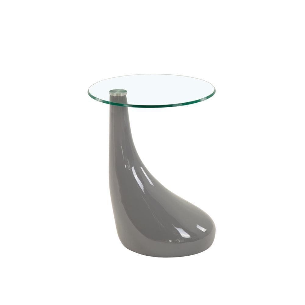 Jiam Living Room Tempered Clear Glass Side Table Grey Base