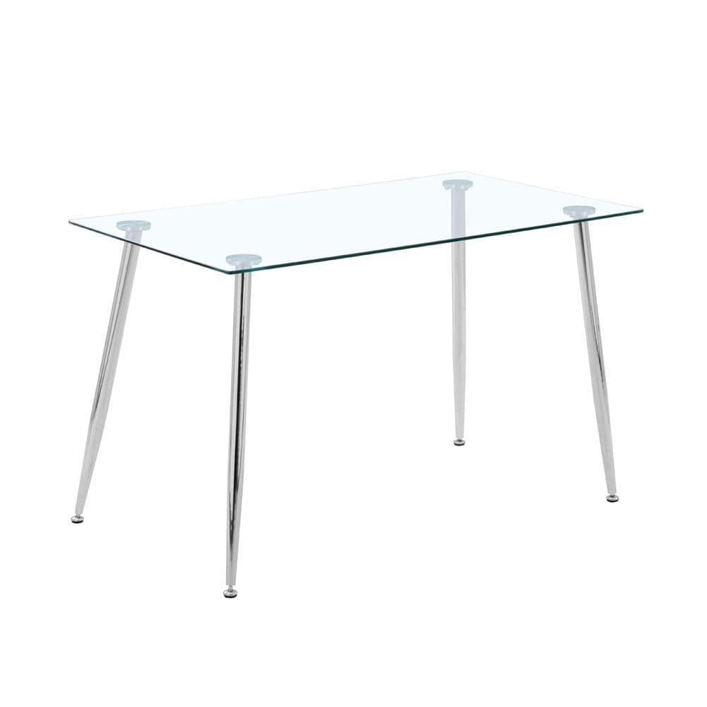Ritae Rectangle Tempered Clear Glass Dining Table Chromed Legs