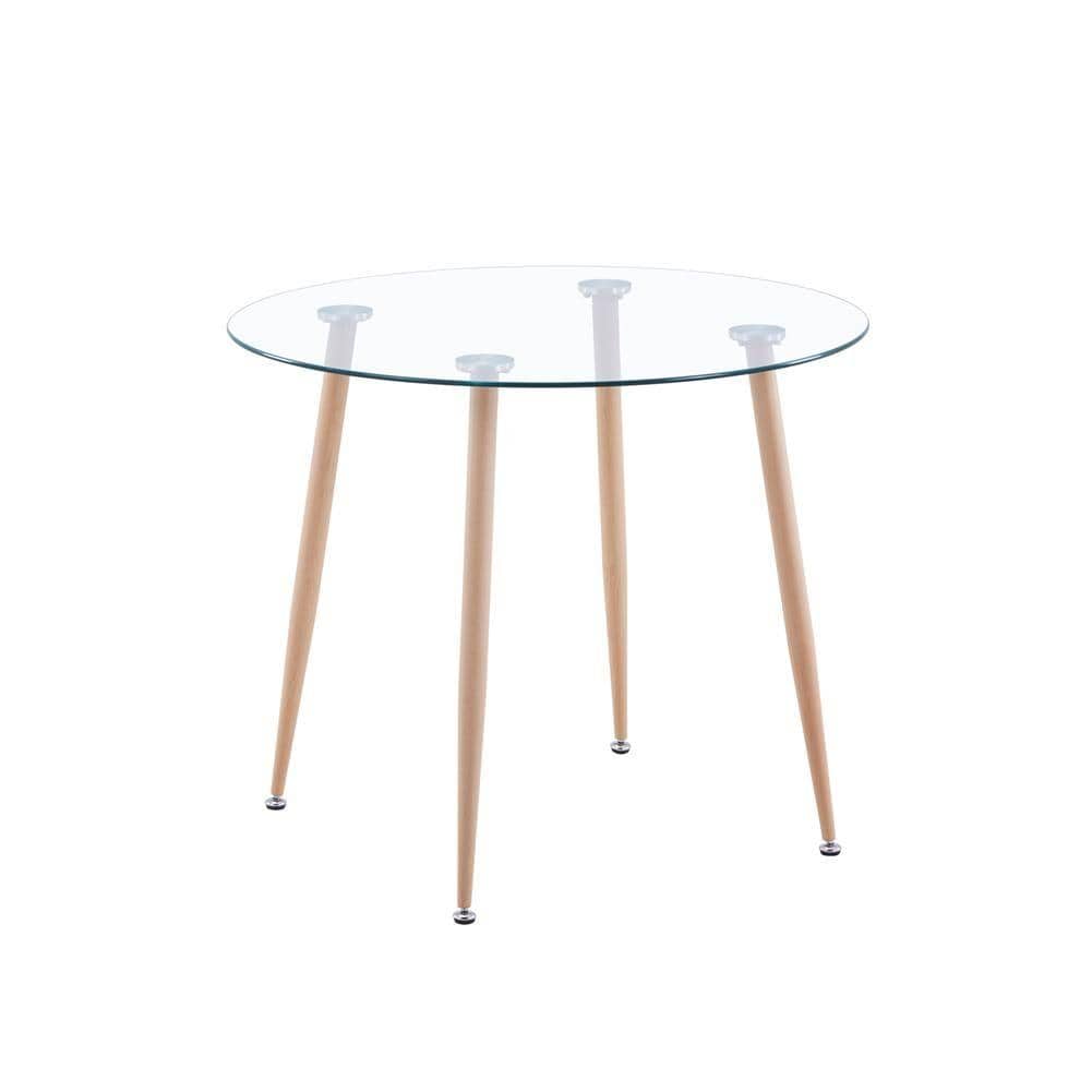 Tempered Clear Glass Round Dining Table Heat transfer Legs