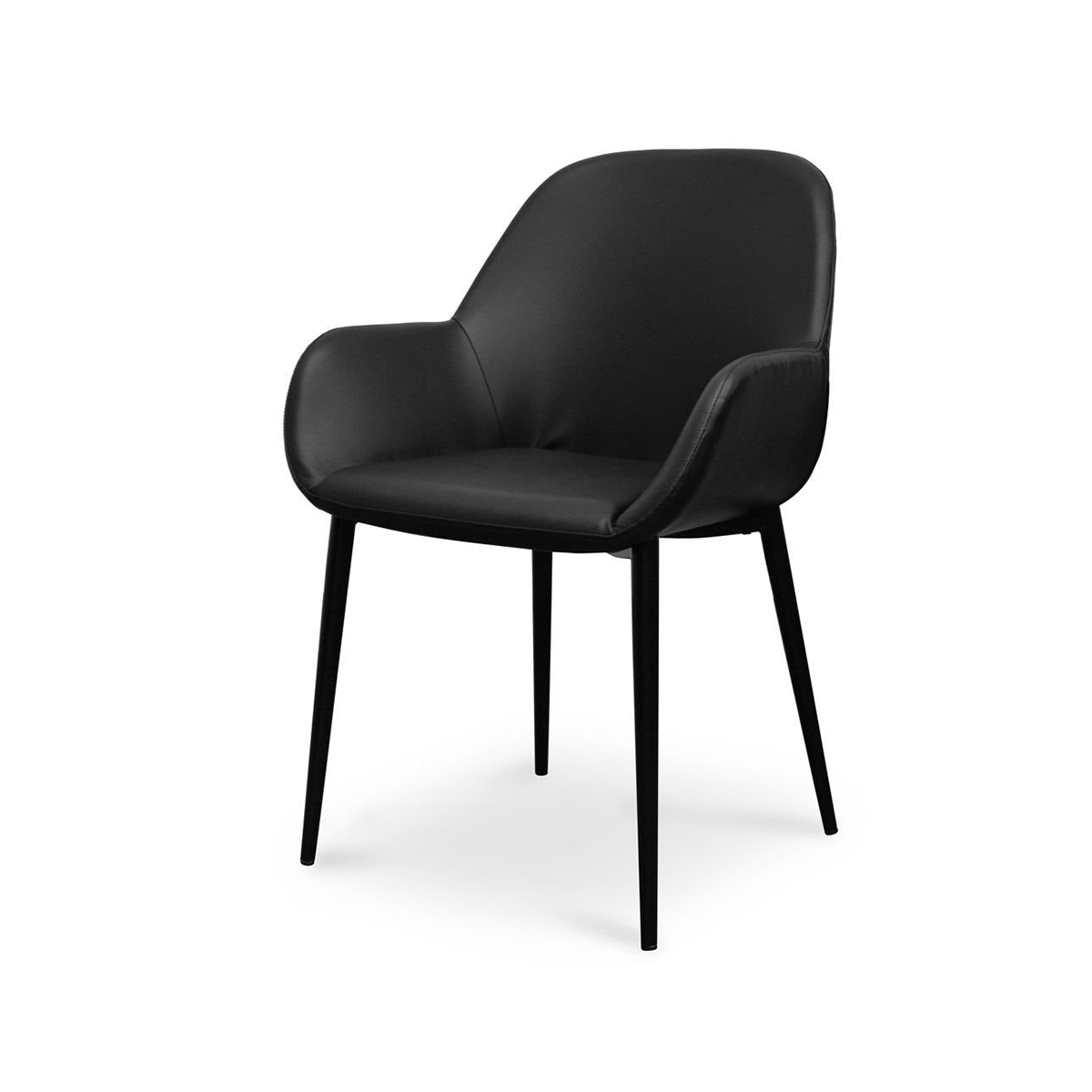 Scandinavian Upholstered Dining Chair - FondHouse Dale Chair(Black PU)