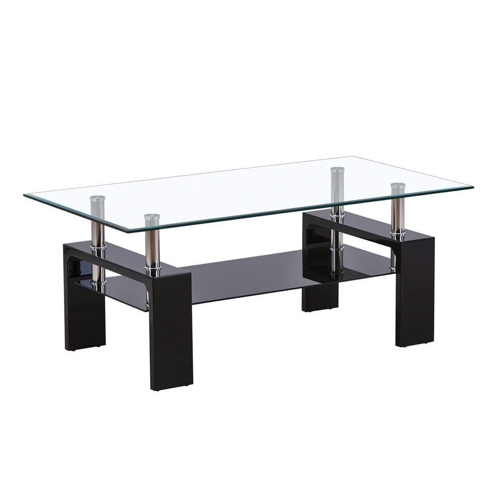 Tempered Clear Glass Black MDF Side Table
