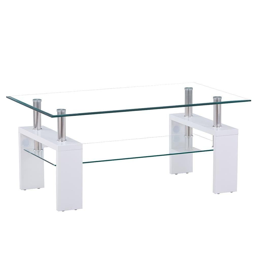 Clear Glass White MDF Coffee Table